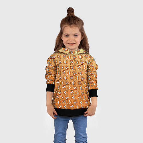 Детская толстовка Паттерн из милых лисят / 3D-Черный – фото 4