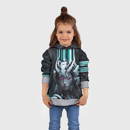 Детская толстовка Девушка-андроид с ИИ / 3D-Меланж – фото 4