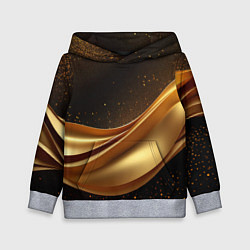 Толстовка-худи детская Золотая стильная абстракция на черном фоне, цвет: 3D-меланж