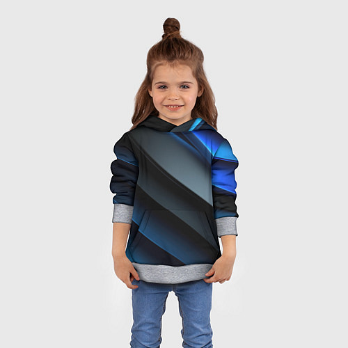 Детская толстовка Темная синяя стильная абстракция на черном фоне / 3D-Меланж – фото 4