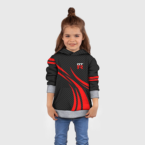 Детская толстовка GTR Nissan - Carbon and red / 3D-Меланж – фото 4