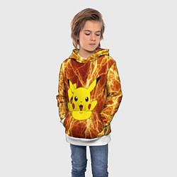 Толстовка-худи детская Pikachu yellow lightning, цвет: 3D-белый — фото 2