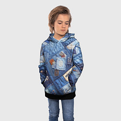 Толстовка-худи детская Vanguard jeans patchwork - ai art, цвет: 3D-черный — фото 2