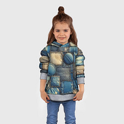 Толстовка-худи детская Denim patchwork - ai art, цвет: 3D-меланж — фото 2