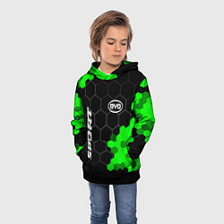 Толстовка-худи детская BYD green sport hexagon, цвет: 3D-черный — фото 2