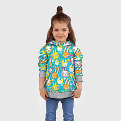 Толстовка-худи детская Разноцветные зайцы, цвет: 3D-меланж — фото 2