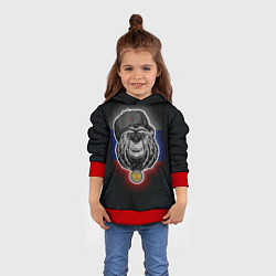 Толстовка-худи детская Медведь с символикой РФ, цвет: 3D-красный — фото 2