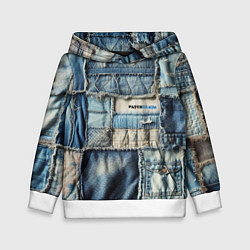 Толстовка-худи детская Patchwork denim - vogue, цвет: 3D-белый