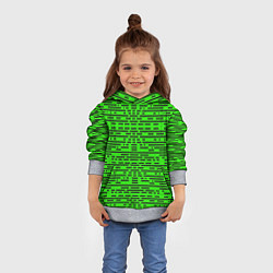 Толстовка-худи детская Чёрные полосы на зелёном фоне, цвет: 3D-меланж — фото 2