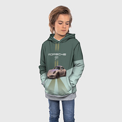 Толстовка-худи детская Спортивный автомобиль Порше 911, цвет: 3D-меланж — фото 2