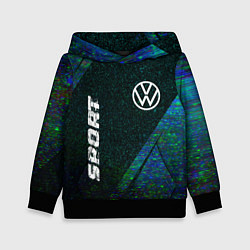 Толстовка-худи детская Volkswagen sport glitch blue, цвет: 3D-черный