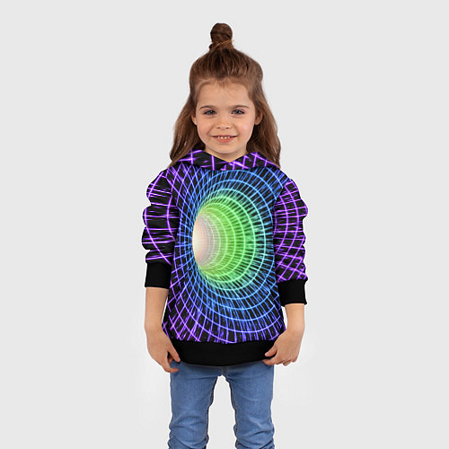 Детская толстовка Червоточина - трехцветная сетка со свечением / 3D-Черный – фото 4