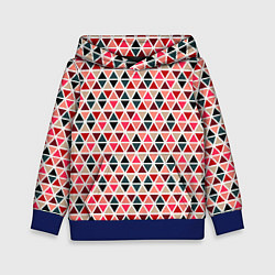 Толстовка-худи детская Бирюзово-розовый геометричный треугольники, цвет: 3D-синий