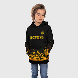 Толстовка-худи детская Sporting - gold gradient посередине, цвет: 3D-черный — фото 2