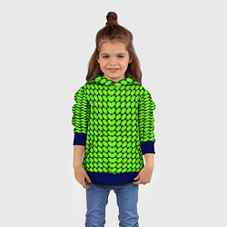 Толстовка-худи детская Зелёные лепестки шестиугольники, цвет: 3D-синий — фото 2