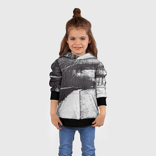 Детская толстовка Заснеженная лестница в парке / 3D-Черный – фото 4