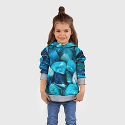 Толстовка-худи детская Аквамарин камни минералы крупный план, цвет: 3D-меланж — фото 2