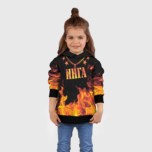 Детская толстовка Инга - имя в огне / 3D-Черный – фото 4