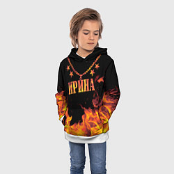 Толстовка-худи детская Ирина - имя в огне, цвет: 3D-белый — фото 2