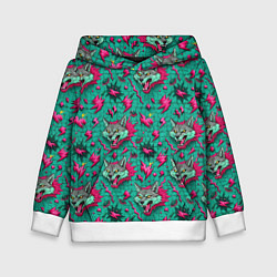 Толстовка-худи детская Паттерн объемные волки, цвет: 3D-белый