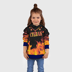 Толстовка-худи детская Степан - имя в огне, цвет: 3D-синий — фото 2