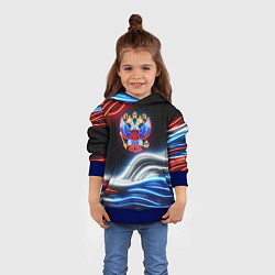 Толстовка-худи детская Неоновые флаг и греб, цвет: 3D-синий — фото 2