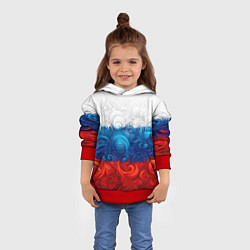 Толстовка-худи детская Орнамент триколор, цвет: 3D-красный — фото 2