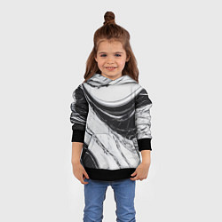 Толстовка-худи детская Мрамор черно-белый, цвет: 3D-черный — фото 2