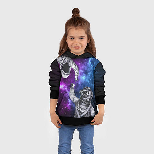 Детская толстовка Сотворение космонавт и водолаз / 3D-Черный – фото 4