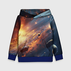 Толстовка-худи детская Вселенная и планеты, цвет: 3D-синий