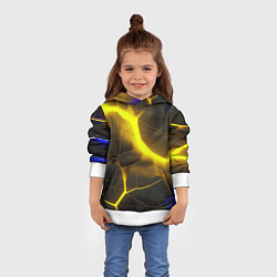 Толстовка-худи детская Желтое неоновое свечение, цвет: 3D-белый — фото 2