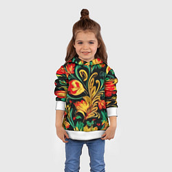 Толстовка-худи детская Хохлома акварель, цвет: 3D-белый — фото 2