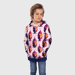 Толстовка-худи детская Абстракция листок, цвет: 3D-синий — фото 2