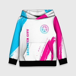 Толстовка-худи детская Leicester City neon gradient style вертикально, цвет: 3D-черный