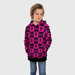 Толстовка-худи детская BTS pattern pink logo, цвет: 3D-черный — фото 2