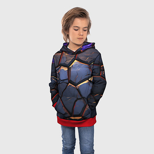 Детская толстовка Темная абстрактная объемная плитка / 3D-Красный – фото 3