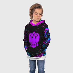 Толстовка-худи детская Герб в стиле киберпанк краски, цвет: 3D-белый — фото 2