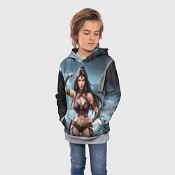 Толстовка-худи детская Фэнтези-воительница, цвет: 3D-меланж — фото 2