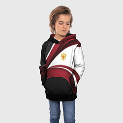 Толстовка-худи детская Униформа Россия - бордовая, цвет: 3D-черный — фото 2
