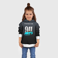 Толстовка-худи детская Porsche 911 спортивный автомобиль, цвет: 3D-белый — фото 2