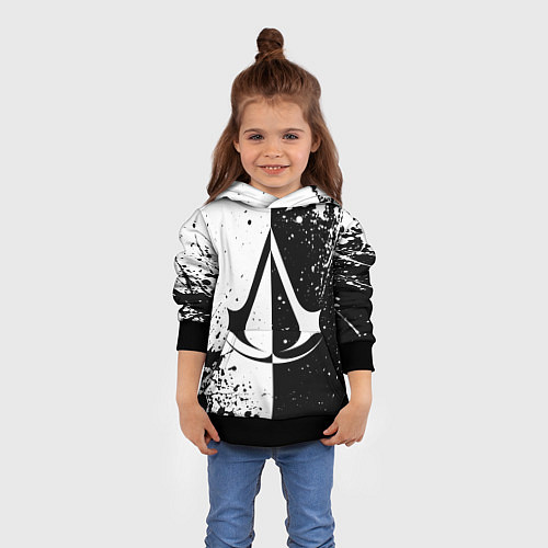 Детская толстовка Assasins Creed - black and white / 3D-Черный – фото 4