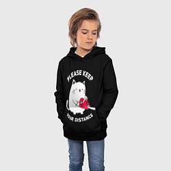 Толстовка-худи детская Белый кот с электропилой, цвет: 3D-черный — фото 2