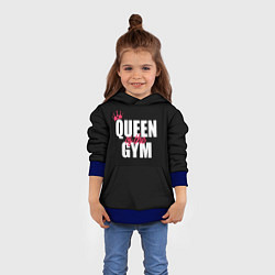 Толстовка-худи детская Queen of the gym - crown, цвет: 3D-синий — фото 2