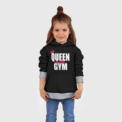 Толстовка-худи детская Queen of the gym - crown, цвет: 3D-меланж — фото 2