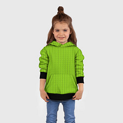Толстовка-худи детская Ярко-зелёный в маленькие чёрные полоски, цвет: 3D-черный — фото 2
