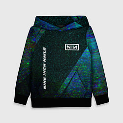 Толстовка-худи детская Nine Inch Nails glitch blue, цвет: 3D-черный