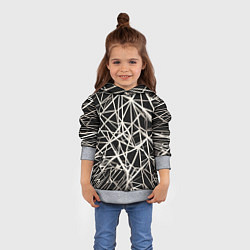 Толстовка-худи детская Белые хаотичные линии на чёрном фоне, цвет: 3D-меланж — фото 2