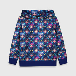 Толстовка-худи детская Парень и девушка аниме паттерн, цвет: 3D-синий