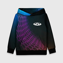 Толстовка-худи детская Chery neon hexagon, цвет: 3D-черный
