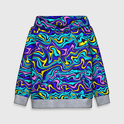 Толстовка-худи детская Psychedelic multicolored pattern, цвет: 3D-меланж